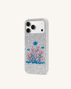 Pink Coral Artificial Crystal Phone Case - White