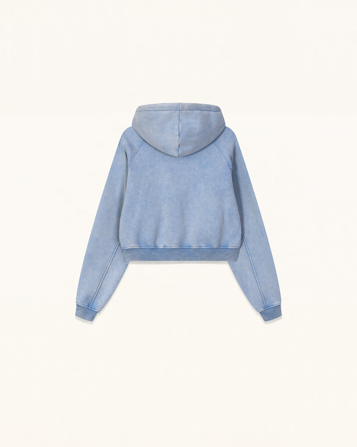 Facing Dachshund Acid Cropped Hoodie - Washed Sky