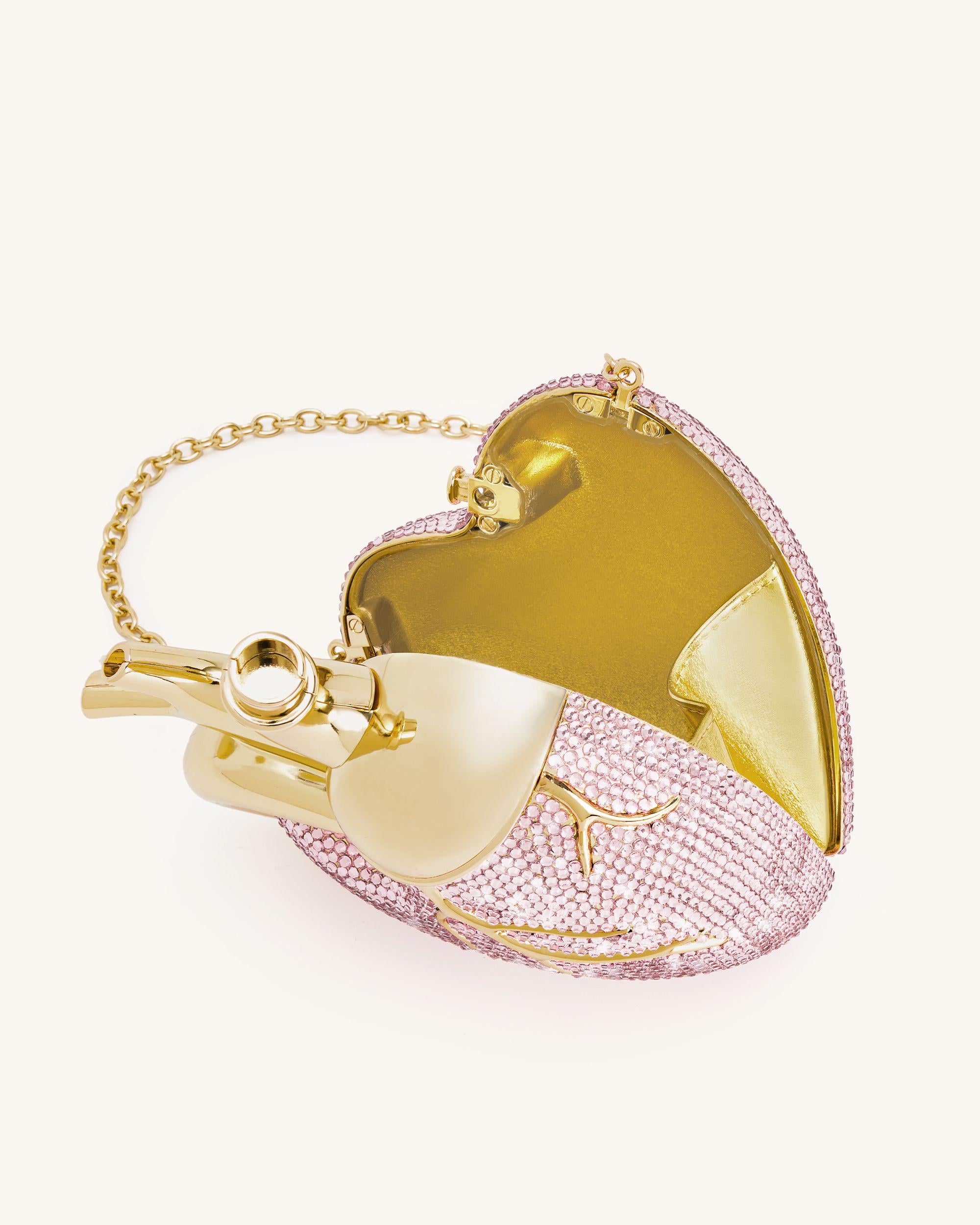 Maren Artificial Crystal Heart Shaped Bag - Pink