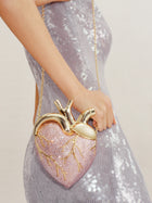 Maren Artificial Crystal Heart Shaped Bag - Pink