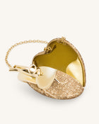 Maren Artificial Crystal Heart Shaped Bag - Gold