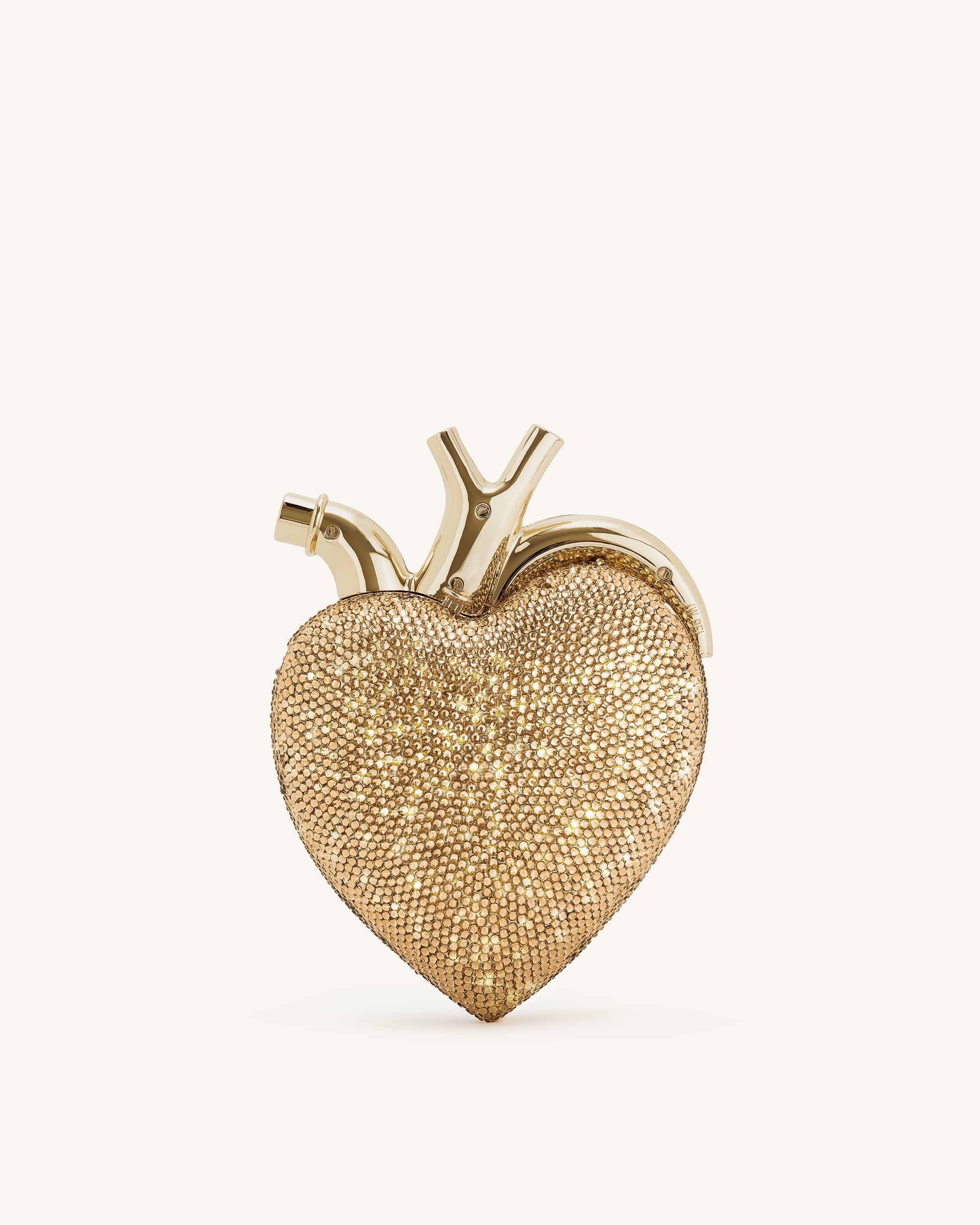 Maren Artificial Crystal Heart Shaped Bag - Gold