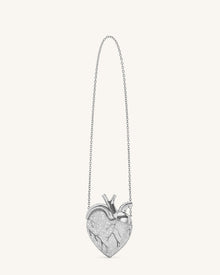 Maren Artificial Crystal Heart Shaped Bag - Silver