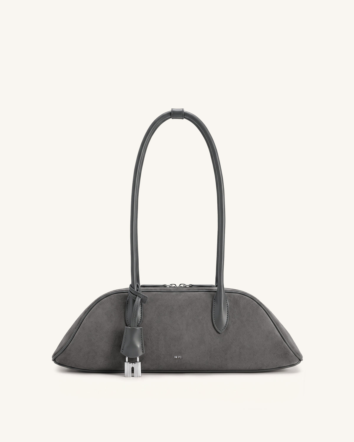 Zora Faux Suede Shoulder Bag - Charcoal Gray