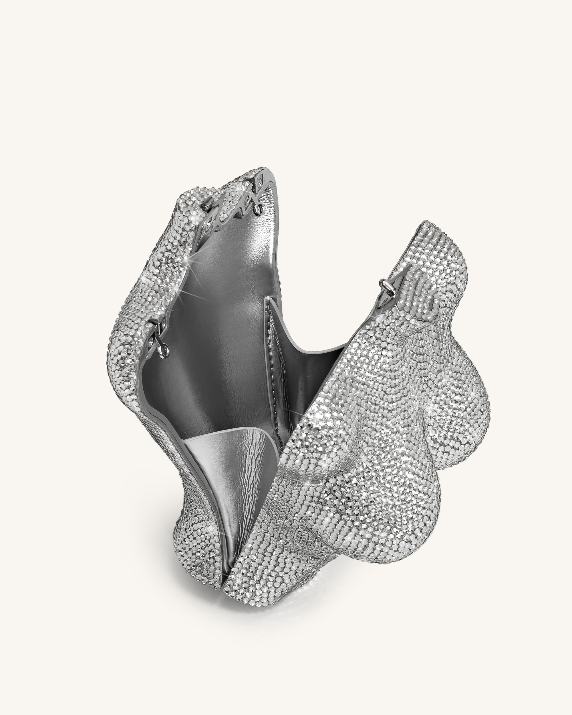 Kiara Faux Crystal Bust Clutch - Silver