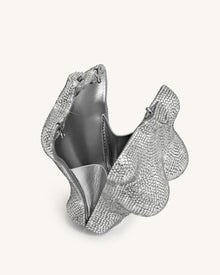 Kiara Faux Crystal Bust Clutch - Silver