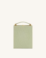 Taya-Wine Glass Pattern Embroidery Book Shape Clutch Bag - Light Green