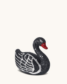 Kinsley Crystal Swan Clutch - Black