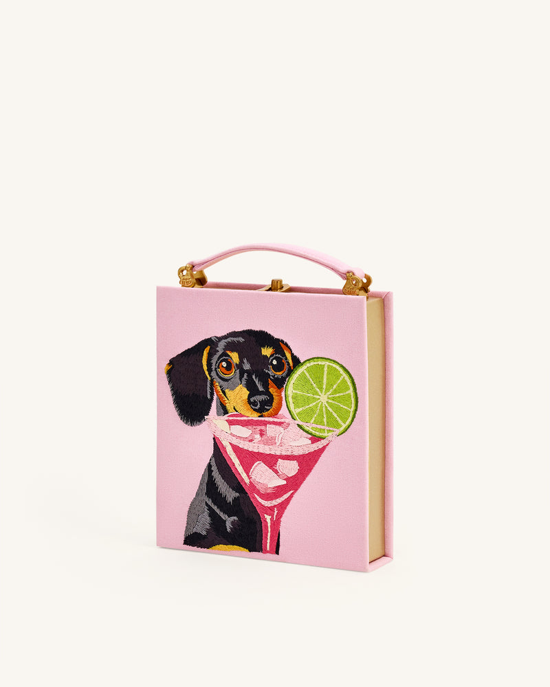 Taya-Puppy Pattern Book Shape Clutch Bag - Pink