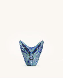 Paisley Crystal Butterfly Clutch - Blue