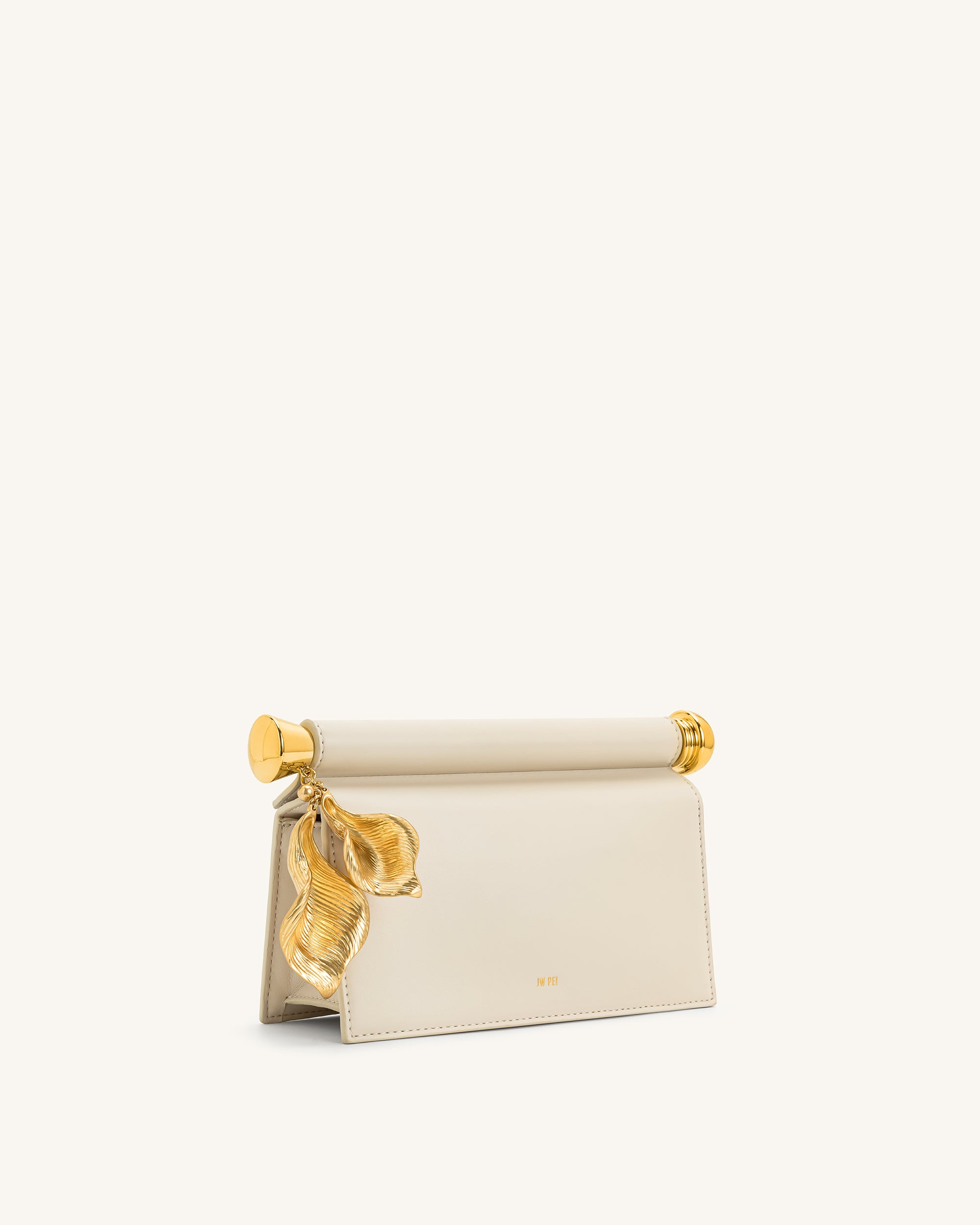 Holly Metal Pendant Embellished Clutch - White