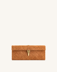 Zaria Woven Clutch - Brown