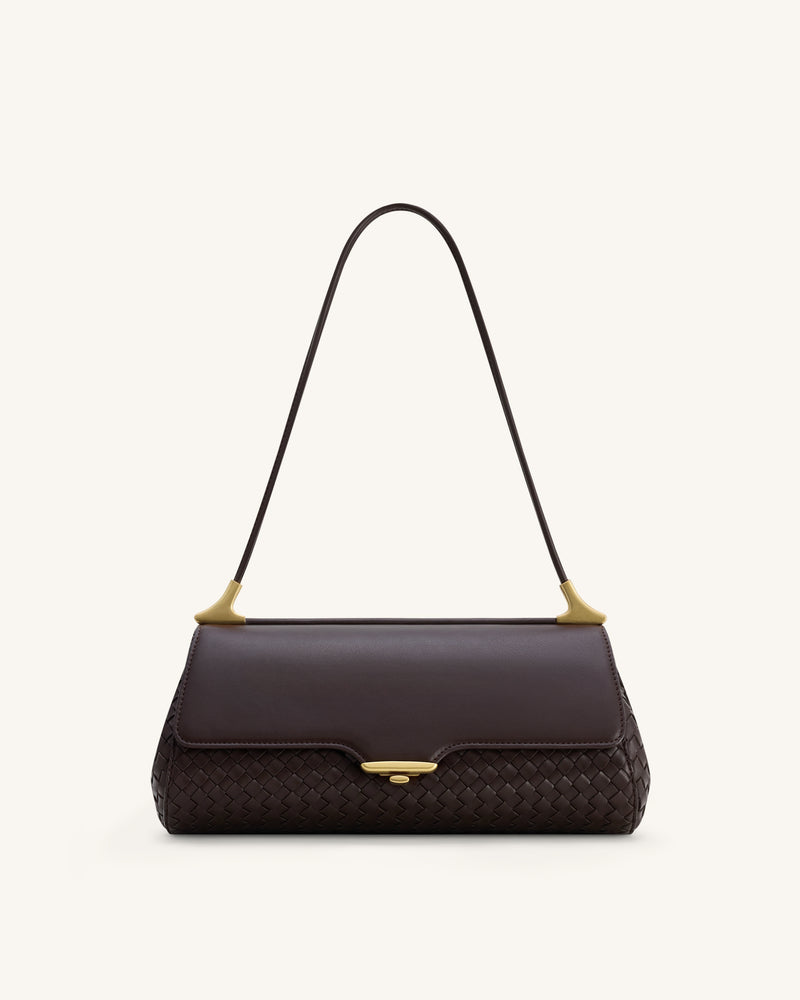 Eloise Woven Shoulder Bag - Dark Brown