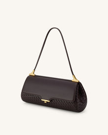 Eloise Woven Shoulder Bag - Dark Brown