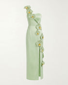 Orchid Embellished Cutout Slit Maxi Dress - Pistachio Green