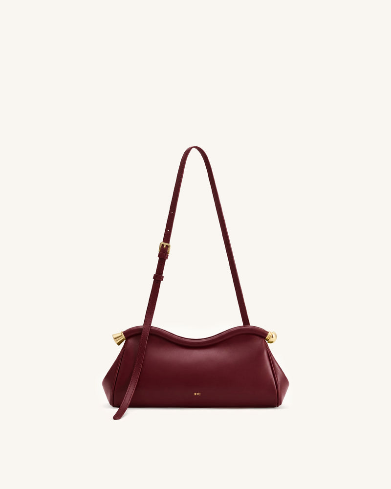 Naomi Curved Shoulder Bag - Berry Red