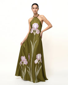 Iris Floral Print
 Halter Maxi Dress
 - Moss