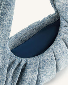 Ashley Denim Ruched Shoulder Bag - Blue