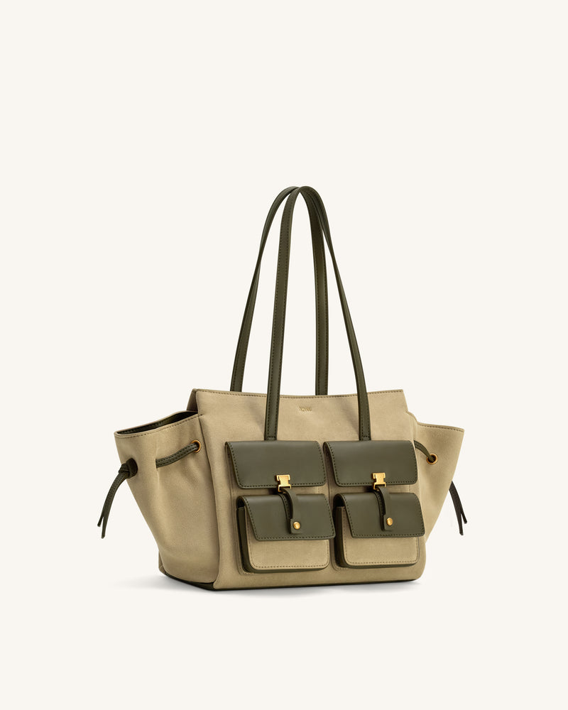 Linda Faux Suede Tote Bag - Green
