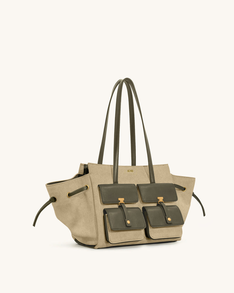Linda Faux Suede Tote Bag - Green