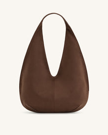 Dara Faux Suede Hobo Bag - Mocha Brown