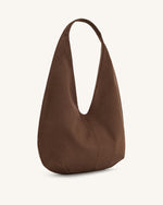 Dara Faux Suede Hobo Bag - Mocha Brown