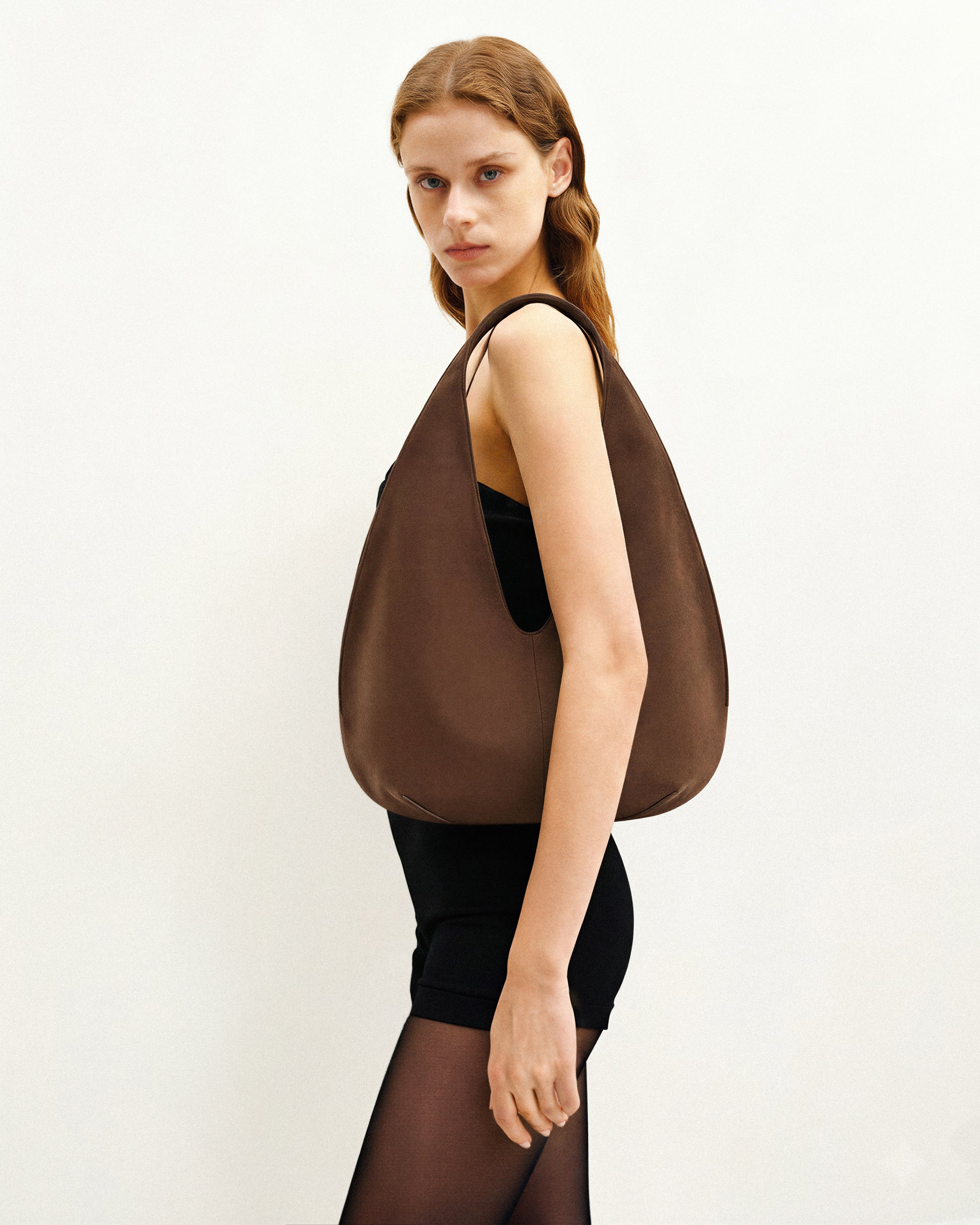 Dara Faux Suede Hobo Bag - Mocha Brown