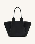 Cara Faux Suede Tote Bag - Black