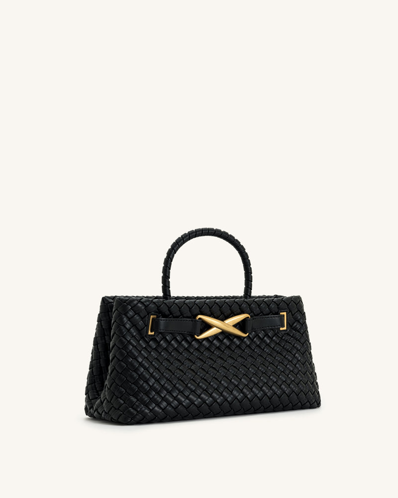 Elora Woven Tote Bag - Black