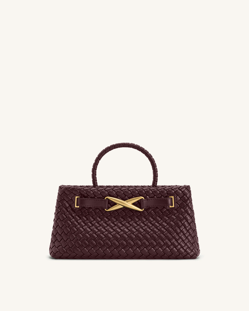 Elora Woven Tote Bag - Deep Burgundy