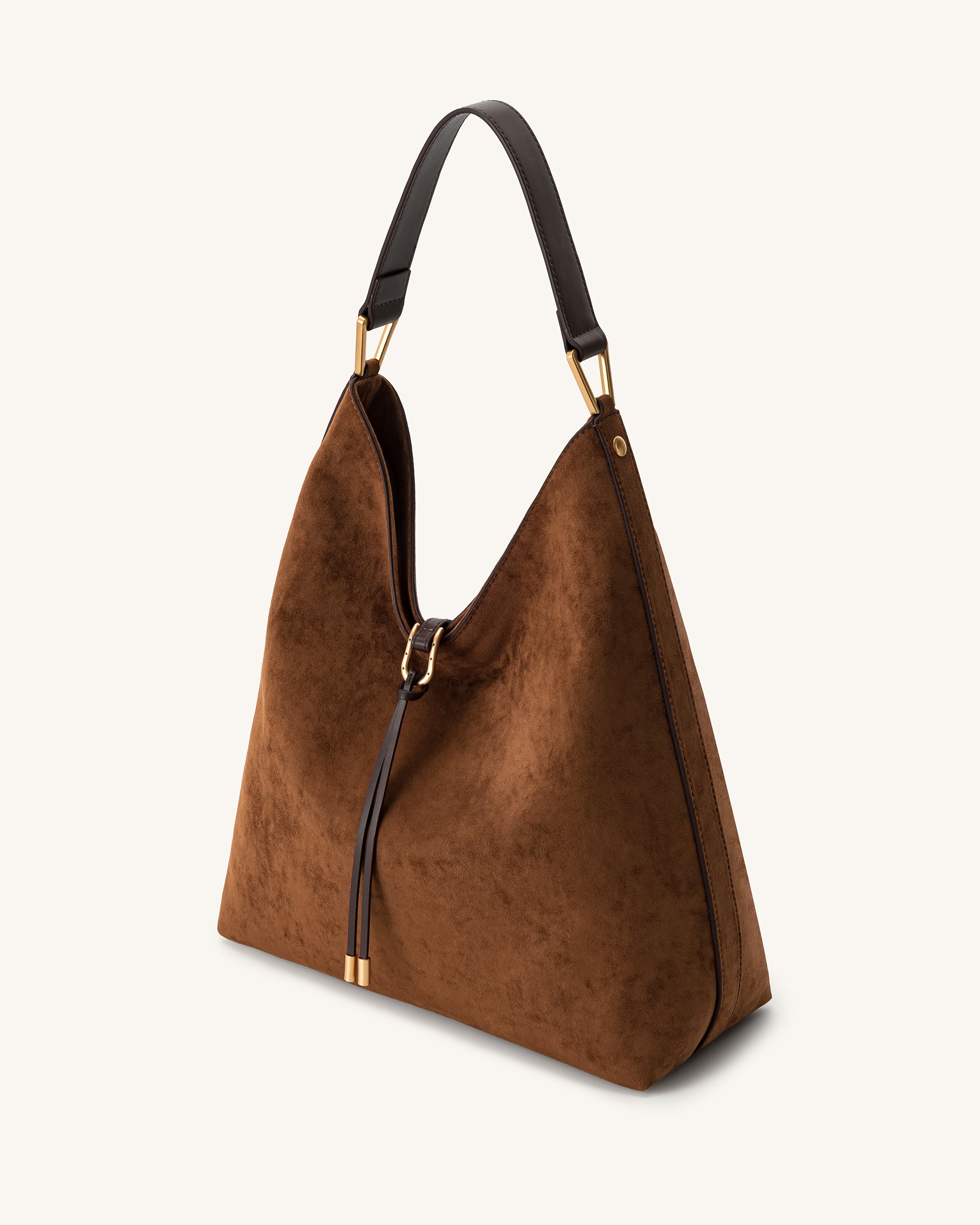 Aria Faux Suede Shoulder Bag - Brown