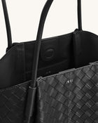 Nala Wide Weave Texture Tote Bag - Black