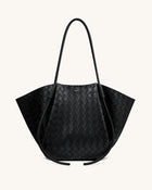 Nala Wide Weave Texture Tote Bag - Black