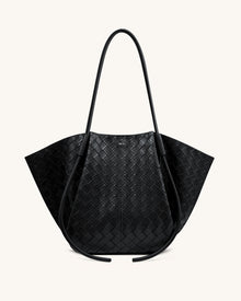 Nala Wide Weave Texture Tote Bag - Black