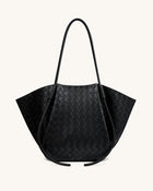 Nala Wide Weave Texture Tote Bag - Black