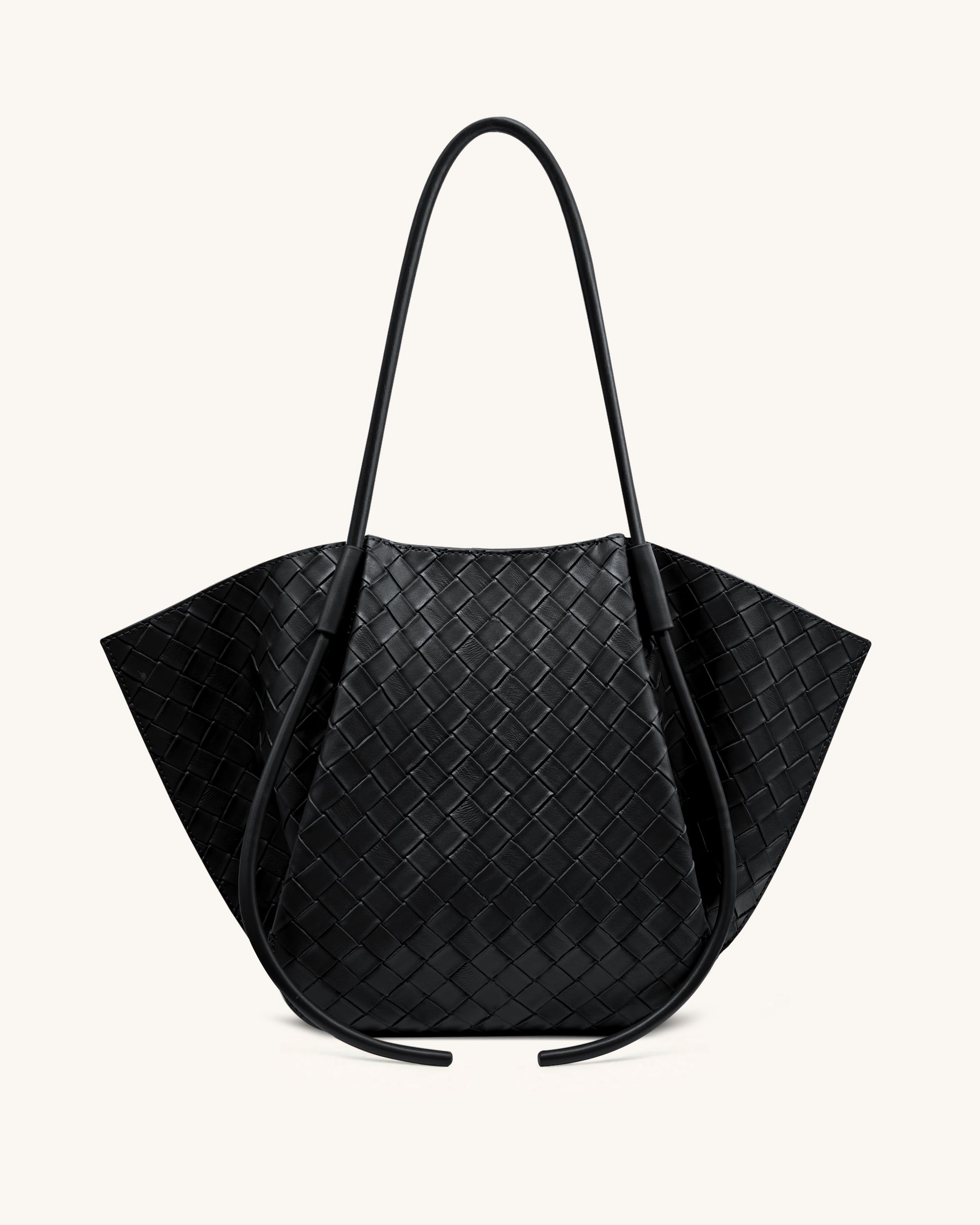 Nala Wide Weave Texture Tote Bag - Black
