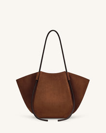 Nala Faux Suede Wide Tote Bag - Brown
