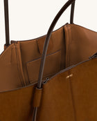 Nala Faux Suede Wide Tote Bag - Brown