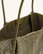 Nala Wide Weave Texture Tote Bag - Olive Green