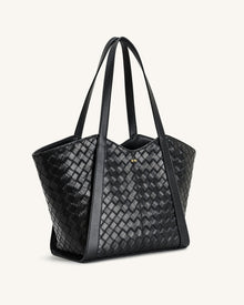 Kiana Large Capacity Weave Texture Tote Bag - Black