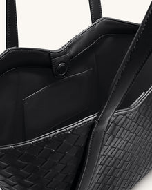 Kiana Large Capacity Weave Texture Tote Bag - Black