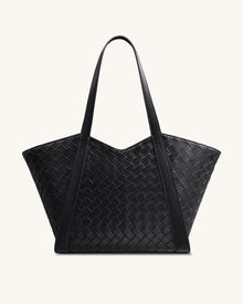 Kiana Large Capacity Weave Texture Tote Bag - Black
