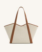 Kiana Large Capacity Tote Bag - Brown Canvas