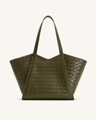 Kiana Large Capacity Weave Texture Tote Bag - Dark Olive