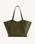 Kiana Large Capacity Weave Texture Tote Bag - Dark Olive