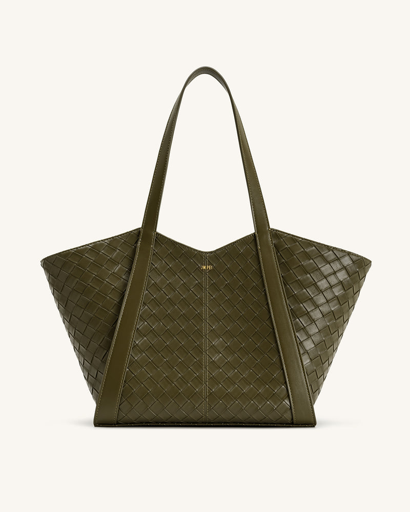 Kiana Large Capacity Weave Texture Tote Bag - Dark Olive