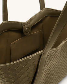 Kiana Large Capacity Weave Texture Tote Bag - Dark Olive