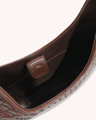 Olivia Hand-Woven Metal Handle Hobo Bag - Brown
