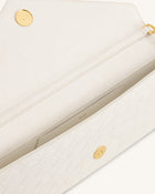 Celeste Faux Suede Woven Textured Envelope Top Handle Bag - White