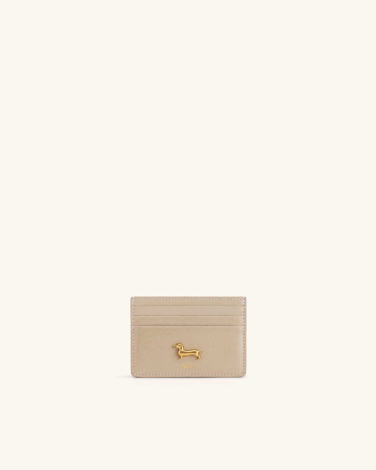 Maeve Dachshund Metal Emblem Card Holder - Light Khaki